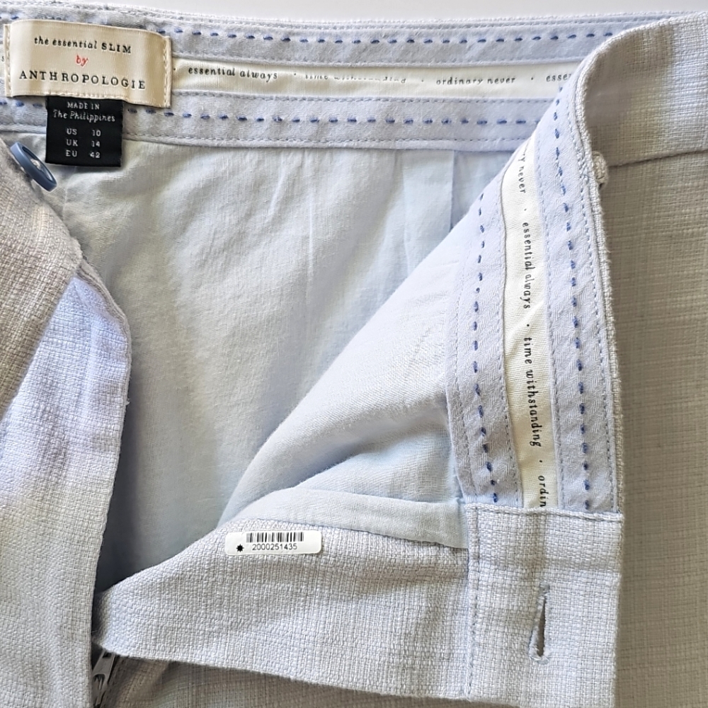 Anthropologie Light Blue Essential Slim Cotton Trouser Pants Size 10 - Picture 11 of 16